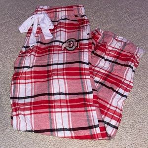 medium plaid ohio state pajama pants with pockets and a drawstring